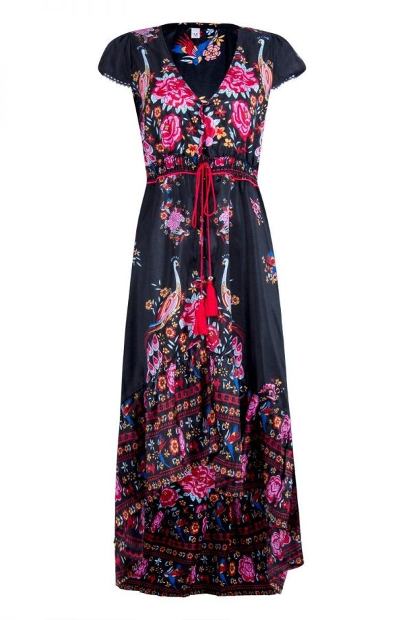 The Best Women Summer V Neck Vintage Boho Long Maxi Floral National Chiffon Dress Party Beach Dress Floral Sundress Online - Takalr