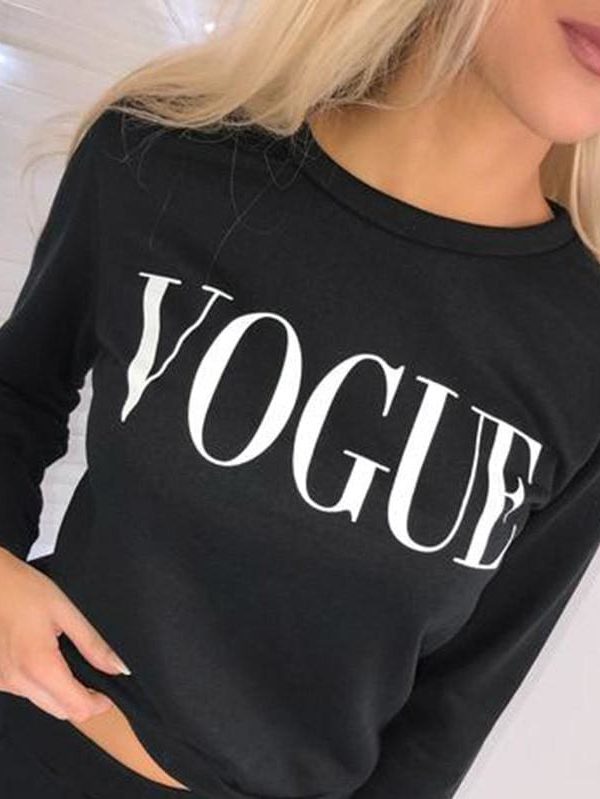 The Best Women Sweatshirts Ladies Casual VOGUE Print Slouch Pullover Jumper Daily Tops Online - Takalr