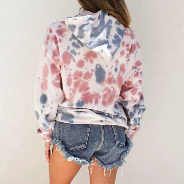 The Best Women Tie Dyeing Hooded Long Sleeve Sweatshirt Hoodie Pullover Jumper Sweater Tops Outwear Streetwear Online - Takalr