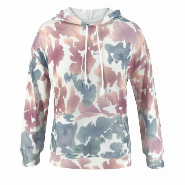 The Best Women Tie Dyeing Hooded Long Sleeve Sweatshirt Hoodie Pullover Jumper Sweater Tops Outwear Streetwear Online - Takalr