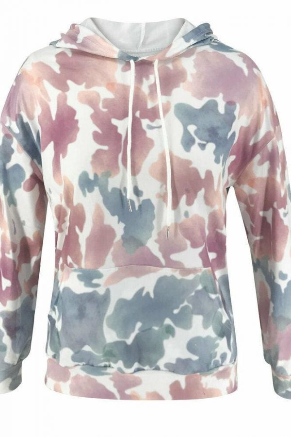 The Best Women Tie Dyeing Hooded Long Sleeve Sweatshirt Hoodie Pullover Jumper Sweater Tops Outwear Streetwear Online - Takalr