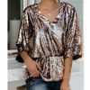 The Best Women Tops Sequins T Shirt Casual Party Short Sleeve Loose Tee Top Casual Tops Shirts Online - Takalr