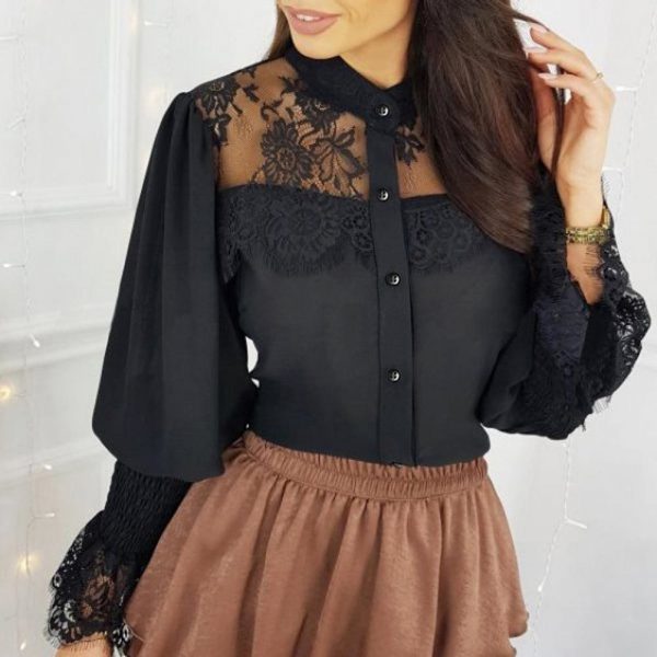 The Best Women Tops Shirts Lace Up Flare Sleeve T-Shirt Summer Solid Long Sleeve OL Blouse Online - Takalr