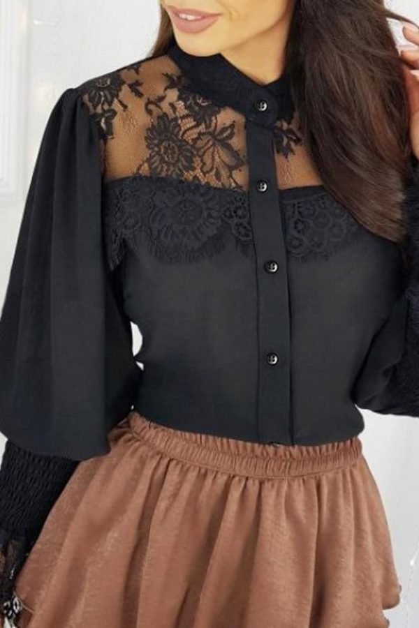 The Best Women Tops Shirts Lace Up Flare Sleeve T-Shirt Summer Solid Long Sleeve OL Blouse Online - Takalr