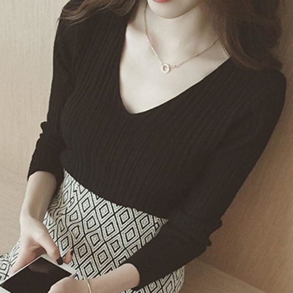 The Best Women Tops Solid Stripes Women's Knitted Shirts Online - Takalr