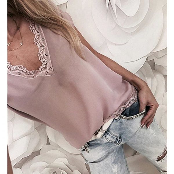 The Best Women Tops Summer Tee Casual Loose Lace Short Sleeve Tops Online - Takalr