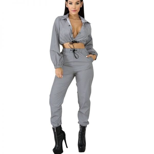 The Best Women Tracksuit Zip Reflective Light Jackets&Shorts Two Pieces Set Or Jumpsuit Clubwear Festival Clothes Plus Size Online - Takalr