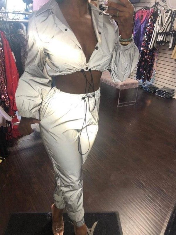 The Best Women Tracksuit Zip Reflective Light Jackets&Shorts Two Pieces Set Or Jumpsuit Clubwear Festival Clothes Plus Size Online - Takalr