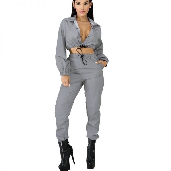 The Best Women Tracksuit Zip Reflective Light Jackets&Shorts Two Pieces Set Or Jumpsuit Clubwear Festival Clothes Plus Size Online - Takalr