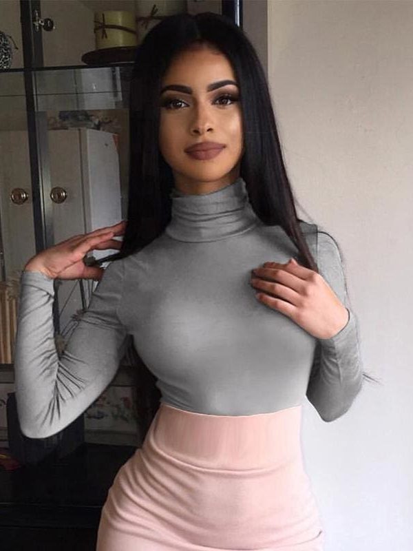 The Best Women Turtleneck Slim Crop Tops Summer Autumn Tank Tops Ladies Camis Online - Source Silk