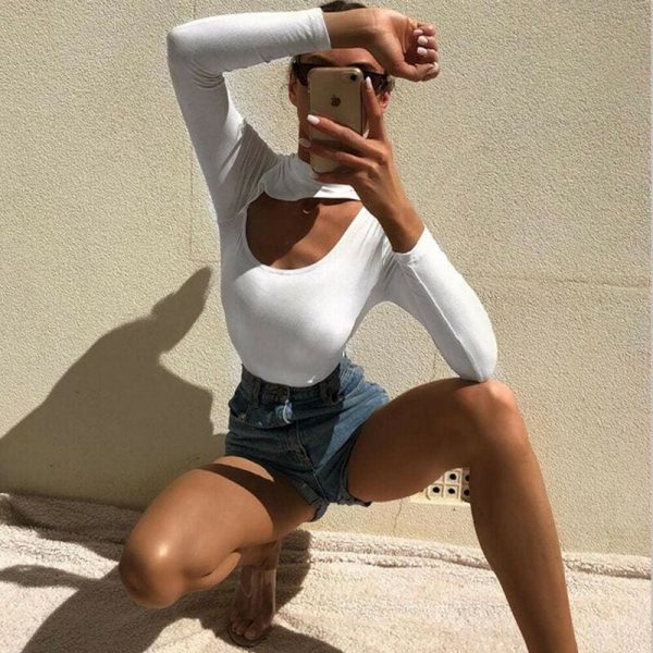 The Best Women Turtleneck Stretch Long Sleeve Leotard Bodysuit Ladies Casual Romper Jumpsuit Top Blouse Online - Takalr