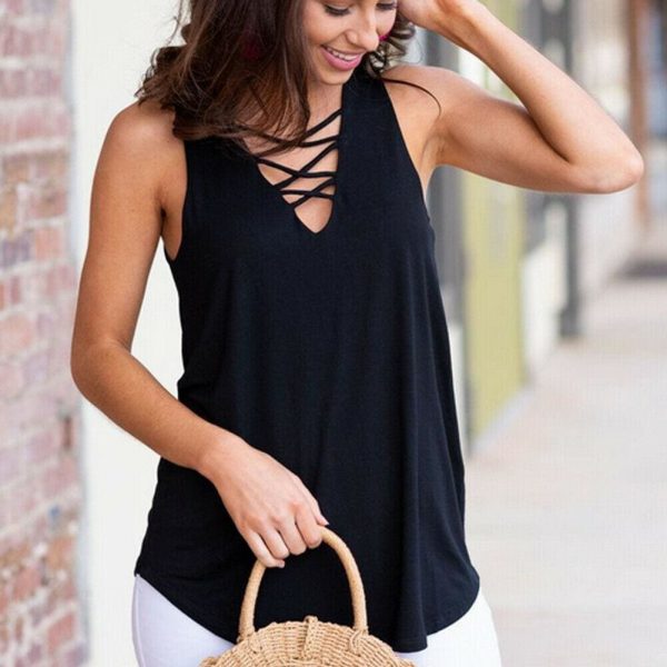 The Best Women Vest Sleeveless Loose Camisole Ladies Solid Tank Tops Blouse Shirt Summer Clothes Online - Takalr