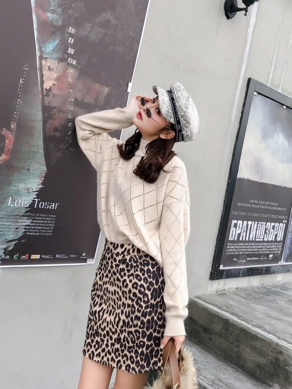 The Best Women Vintage Leopard Print A-line Short Skirt Autumn Hip Mini Skirt Online - Takalr