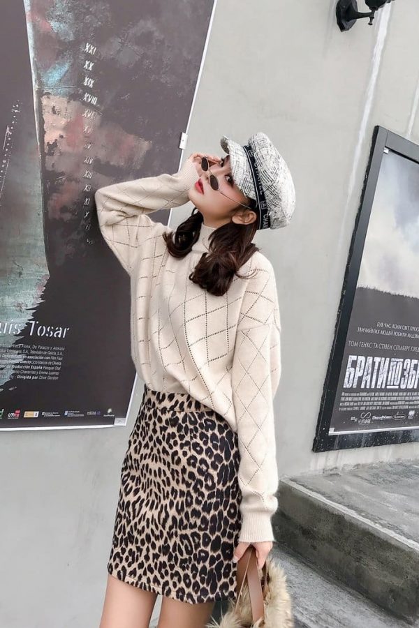 The Best Women Vintage Leopard Print A-line Short Skirt Autumn Hip Mini Skirt Online - Takalr