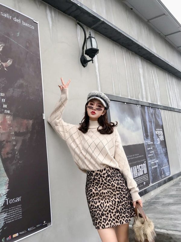 The Best Women Vintage Leopard Print A-line Short Skirt Autumn Hip Mini Skirt Online - Takalr