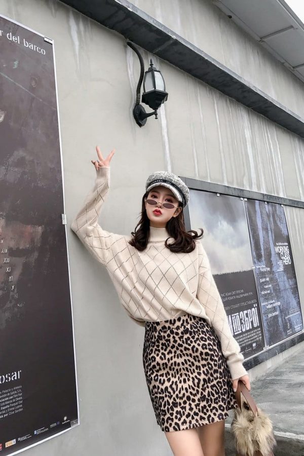 The Best Women Vintage Leopard Print A-line Short Skirt Autumn Hip Mini Skirt Online - Takalr