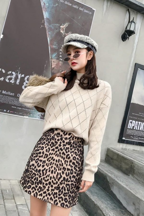 The Best Women Vintage Leopard Print A-line Short Skirt Autumn Hip Mini Skirt Online - Takalr