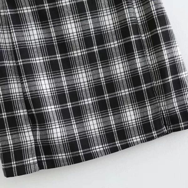 The Best Women White and Black Plaid Print Mini Skirt with Online - Takalr