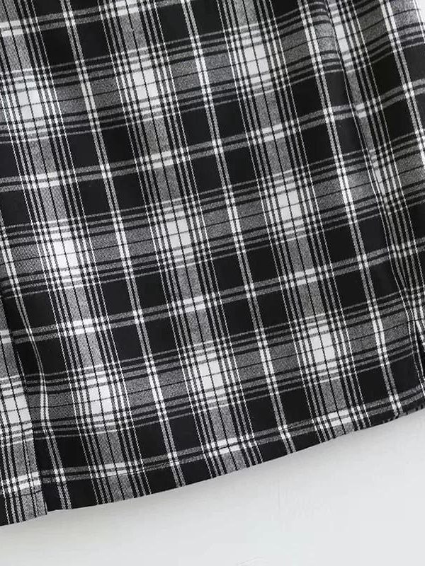 The Best Women White and Black Plaid Print Mini Skirt with Online - Takalr