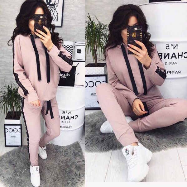 The Best Womens 2pcs Sport Sets Lady Autumn Tracksuit Long Sleeve Hoodie Tops Sweatpants Warm Outfits Running Suit Sportswear Online - Takalr