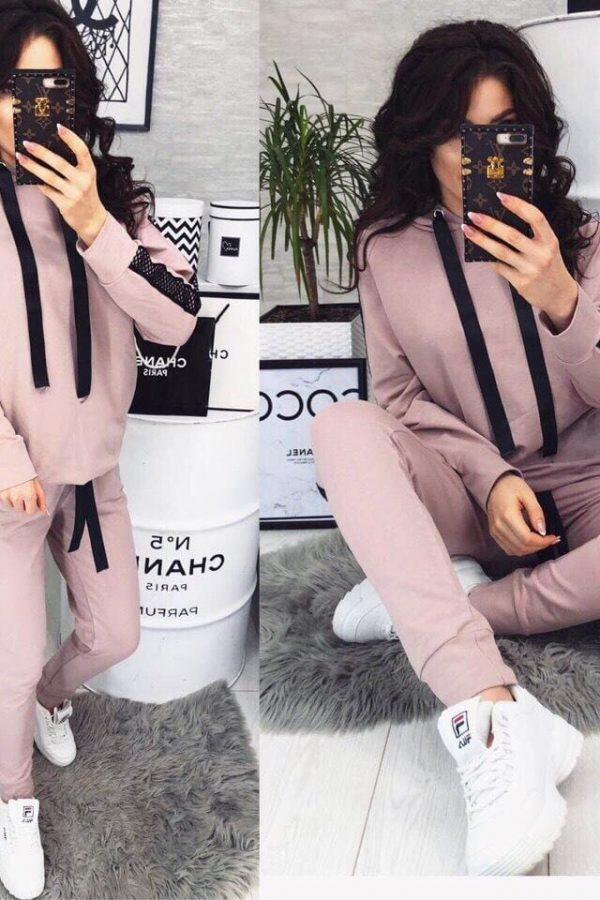 The Best Womens 2pcs Sport Sets Lady Autumn Tracksuit Long Sleeve Hoodie Tops Sweatpants Warm Outfits Running Suit Sportswear Online - Takalr