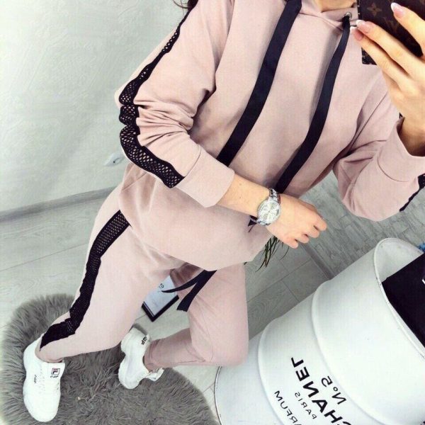 The Best Womens 2pcs Sport Sets Lady Autumn Tracksuit Long Sleeve Hoodie Tops Sweatpants Warm Outfits Running Suit Sportswear Online - Takalr