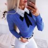 The Best Women's Autumn Blouse Long Sleeve Fashion Ladies Bowknot Slim Fit Tee shirt Casual OL Shirt Top Outwear Streetwear Online - Takalr