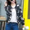 The Best Women's Autumn Winter Bomber Jacket Classic New Fashion Ladies Casual Zip Up Biker Floral Coats Black Women Clothes Online - Takalr