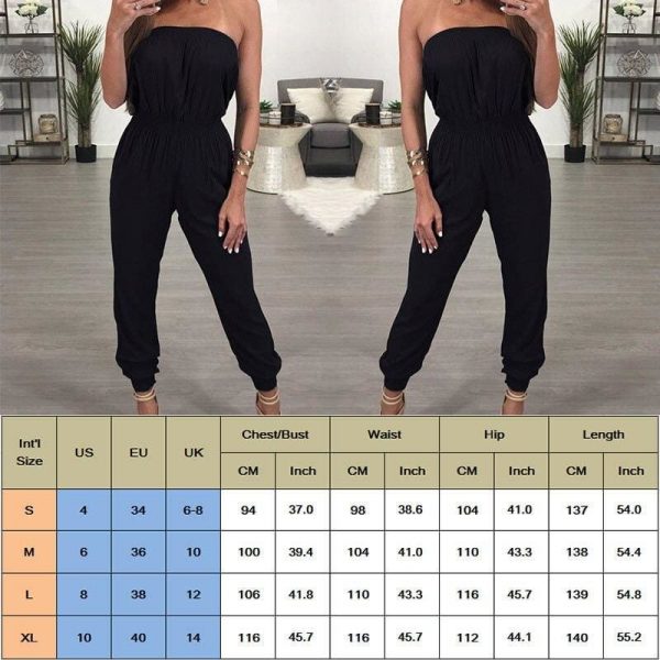 The Best Women's Bandage Party Jumpsuit Sexy Ladies Slim Fit Romper Long Playsuit Women Solid Strapless Off Shoulder Romper Trousers Online - Takalr