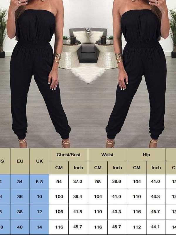 The Best Women's Bandage Party Jumpsuit Sexy Ladies Slim Fit Romper Long Playsuit Women Solid Strapless Off Shoulder Romper Trousers Online - Takalr