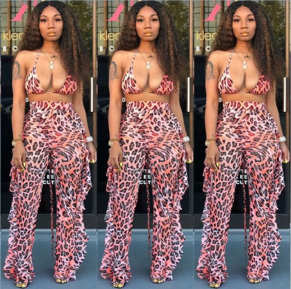 The Best Women's Bandeau Crop Top Wide Leg Long Pants Outfit Set Sexy Ladies Loose Summer Beach Jumpsuit Romper Beachwear Online - Takalr