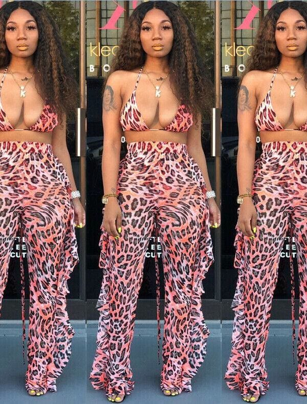 The Best Women's Bandeau Crop Top Wide Leg Long Pants Outfit Set Sexy Ladies Loose Summer Beach Jumpsuit Romper Beachwear Online - Takalr