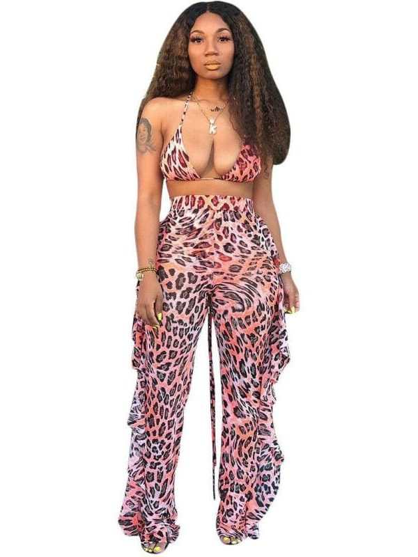 The Best Women's Bandeau Crop Top Wide Leg Long Pants Outfit Set Sexy Ladies Loose Summer Beach Jumpsuit Romper Beachwear Online - Takalr