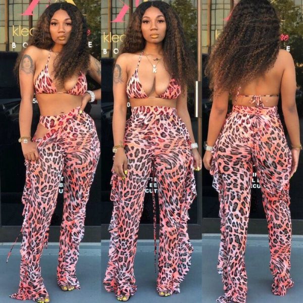 The Best Women's Bandeau Crop Top Wide Leg Long Pants Outfit Set Sexy Ladies Loose Summer Beach Jumpsuit Romper Beachwear Online - Takalr