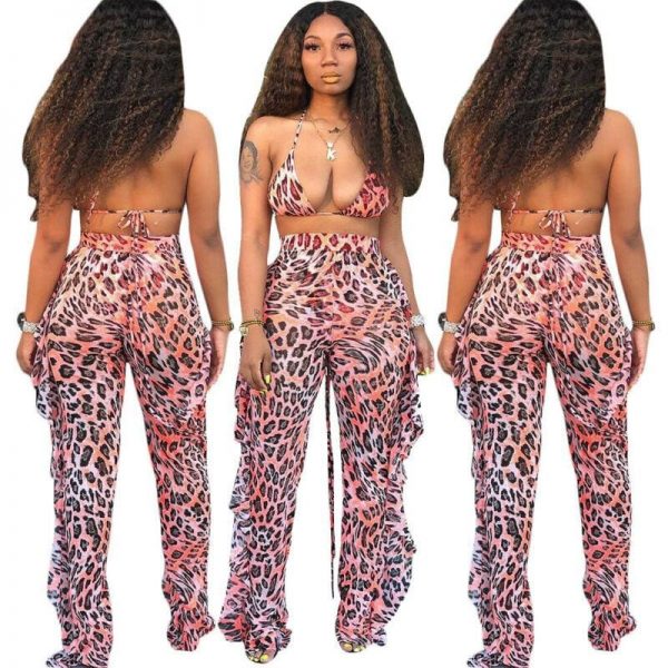 The Best Women's Bandeau Crop Top Wide Leg Long Pants Outfit Set Sexy Ladies Loose Summer Beach Jumpsuit Romper Beachwear Online - Takalr