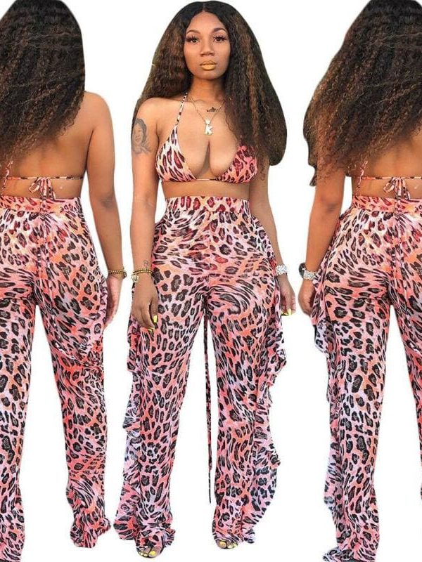 The Best Women's Bandeau Crop Top Wide Leg Long Pants Outfit Set Sexy Ladies Loose Summer Beach Jumpsuit Romper Beachwear Online - Takalr