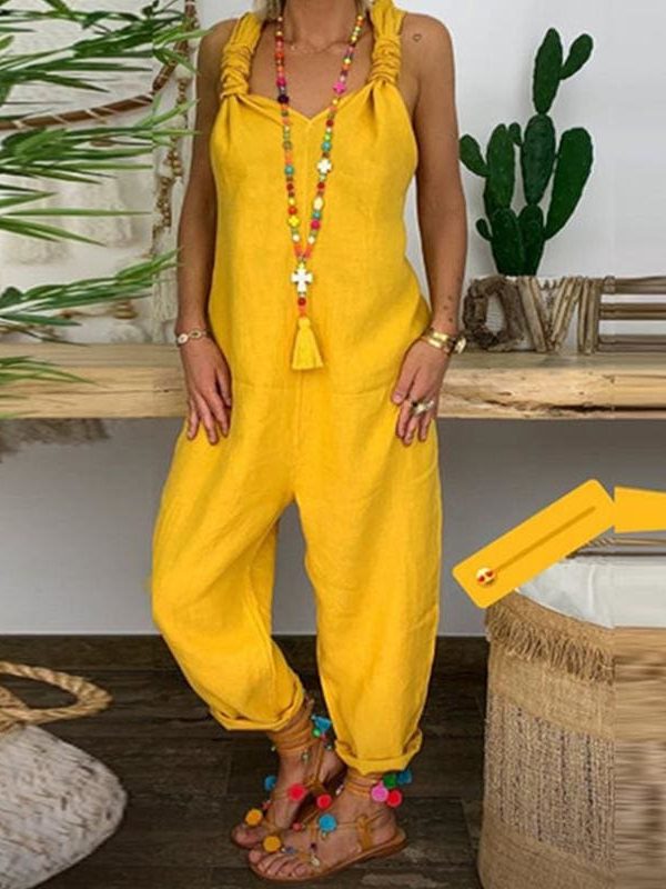 The Best Women's Beach Sleeveless Dungarees Harem Strap Bohemian Holiday Long Pant Casual Loose Jumpsuit Baggy Trousers Overalls Online - Takalr