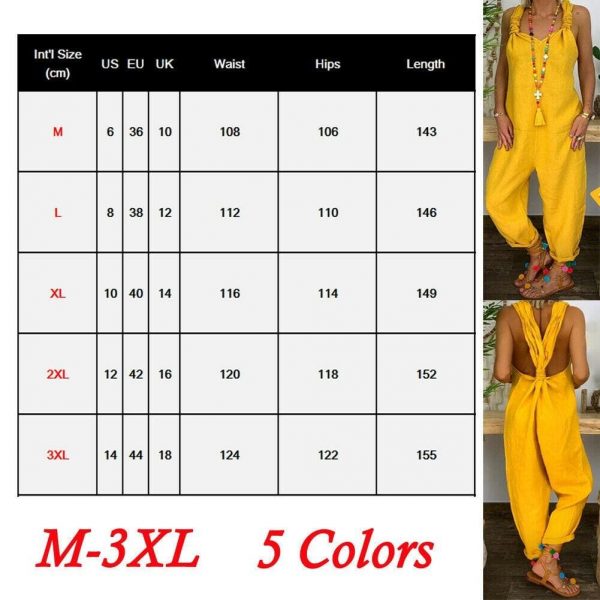 The Best Women's Beach Sleeveless Dungarees Harem Strap Bohemian Holiday Long Pant Casual Loose Jumpsuit Baggy Trousers Overalls Online - Takalr