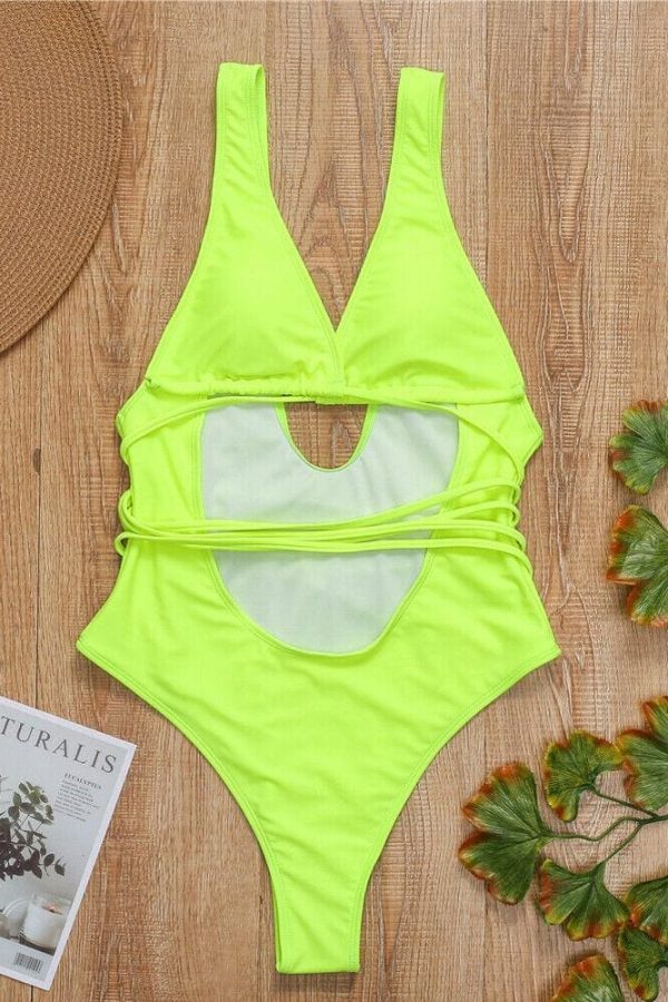 The Best Women's Bikini One-Piece Set Push Up Monokini Swimwear Bandage Swimming Costume Online - Takalr