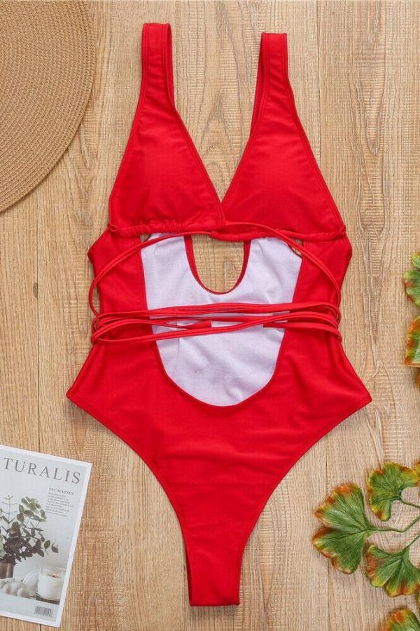 The Best Women's Bikini One-Piece Set Push Up Monokini Swimwear Bandage Swimming Costume Online - Takalr