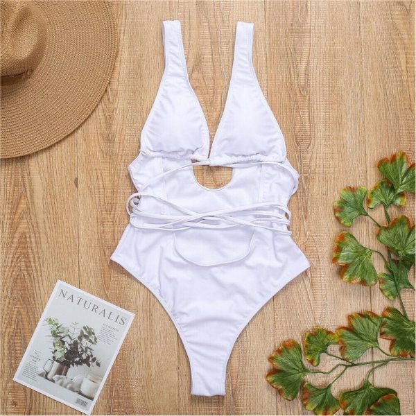 The Best Women's Bikini One-Piece Set Push Up Monokini Swimwear Bandage Swimming Costume Online - Takalr