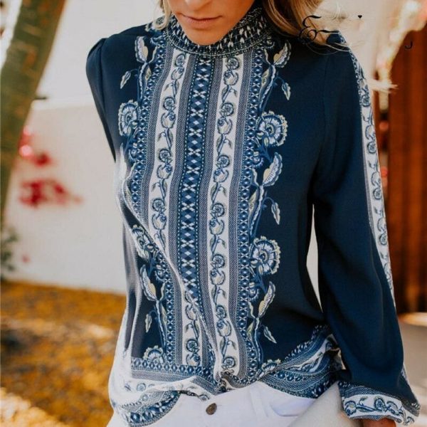 The Best Womens Blouses Fashion Ladies Floral Casual Pattern Ethnic Shirt Women Loose Tops Long Sleeve Blouse Online - Takalr