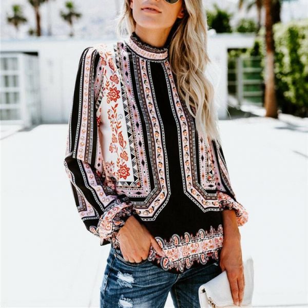 The Best Womens Blouses Fashion Ladies Floral Casual Pattern Ethnic Shirt Women Loose Tops Long Sleeve Blouse Online - Takalr