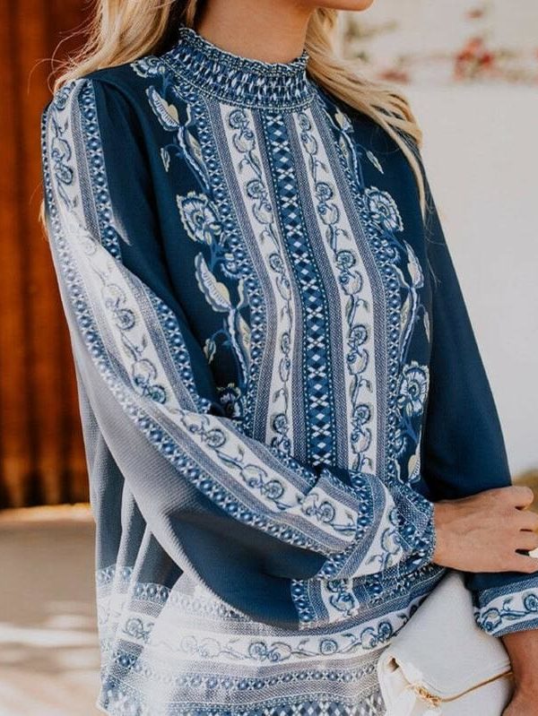 The Best Womens Blouses Fashion Ladies Floral Casual Pattern Ethnic Shirt Women Loose Tops Long Sleeve Blouse Online - Takalr