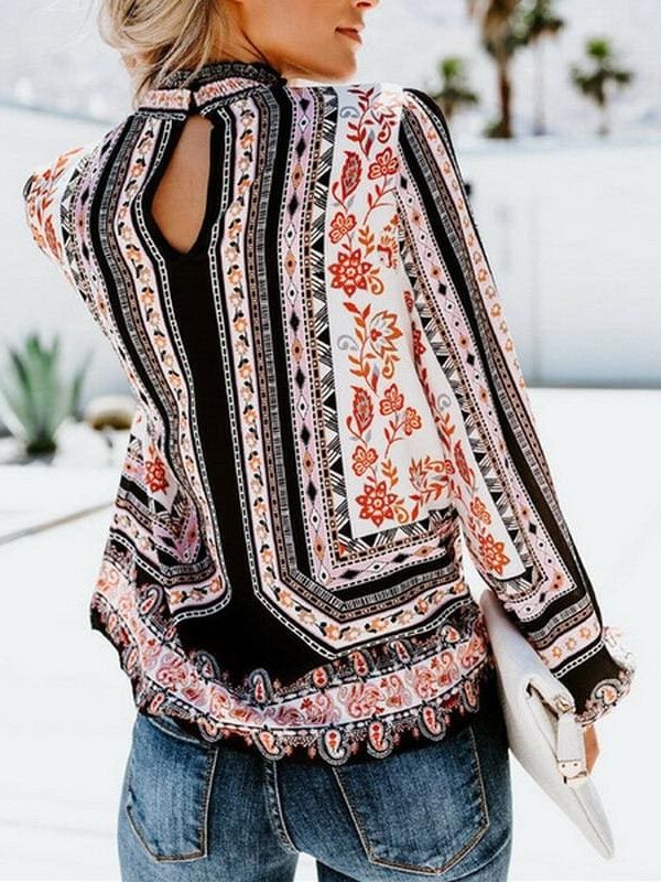 The Best Womens Blouses Fashion Ladies Floral Casual Pattern Ethnic Shirt Women Loose Tops Long Sleeve Blouse Online - Takalr