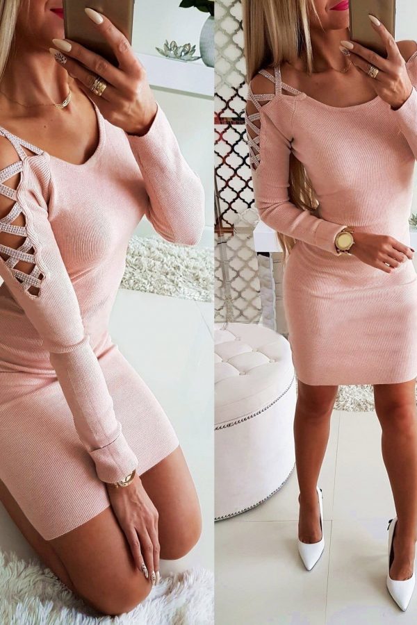 The Best Women's Bodycon Dress Ladies Autumn Casual Long Sleeve Cold-Shoulder Party Cocktail Sexy Bandage Slim Dress Online - Takalr