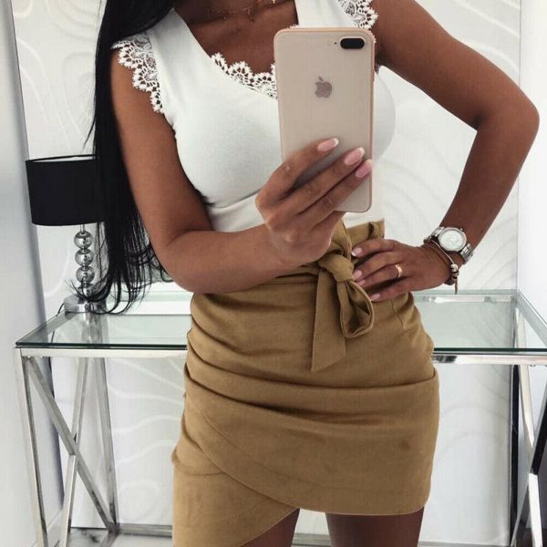 The Best Women's Bodycon Short Mini Elastic Pleated Skirt Slim Fashion Seamless Casual Stretch Tight Short Pencil Skirt Online - Takalr