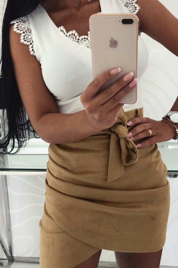 The Best Women's Bodycon Short Mini Elastic Pleated Skirt Slim Fashion Seamless Casual Stretch Tight Short Pencil Skirt Online - Takalr