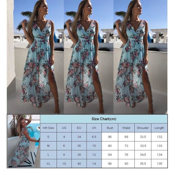 The Best Women's Boho Casual Floral Sleeveless Beach Long Dress Fashion Ladies Holiday Casual Sundress Dress Hot Online - Takalr