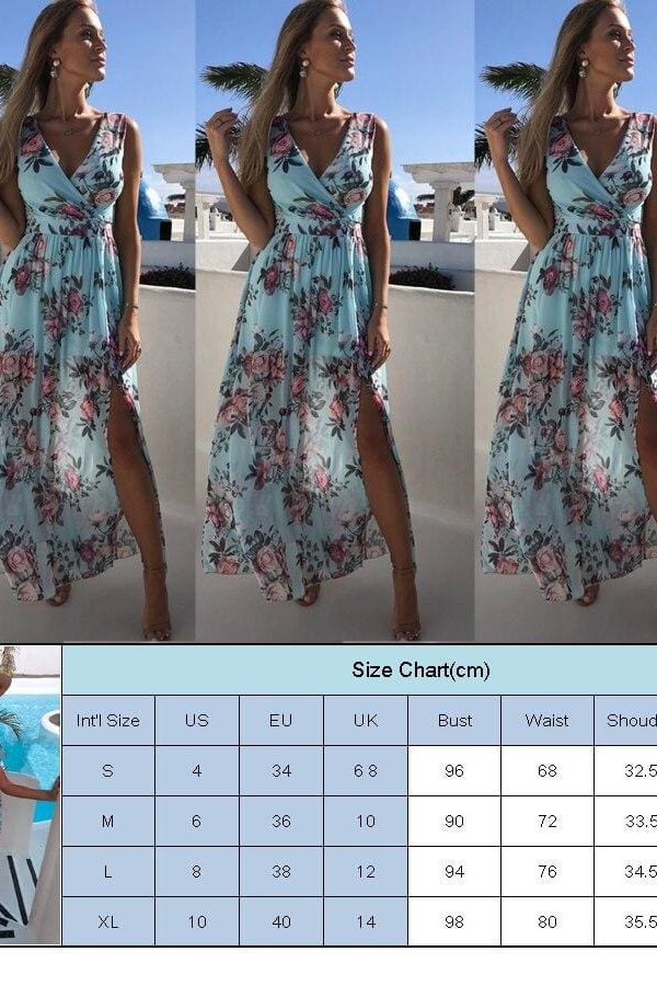 The Best Women's Boho Casual Floral Sleeveless Beach Long Dress Fashion Ladies Holiday Casual Sundress Dress Hot Online - Takalr